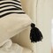 16" Handwoven Cotton Throw Pillow Cover with Striped Lines, Black